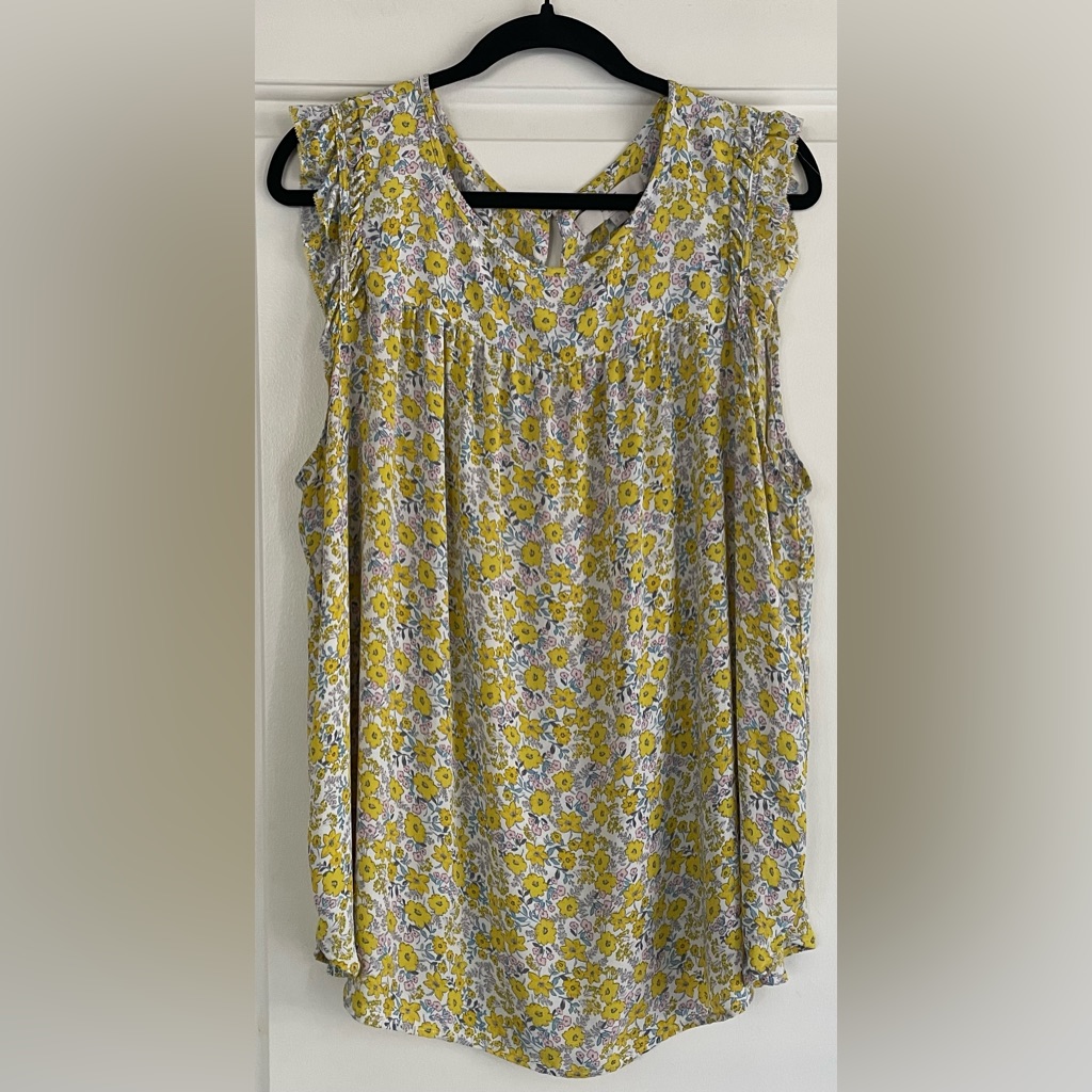 Loft Yellow Floral Sleeveless Blouse